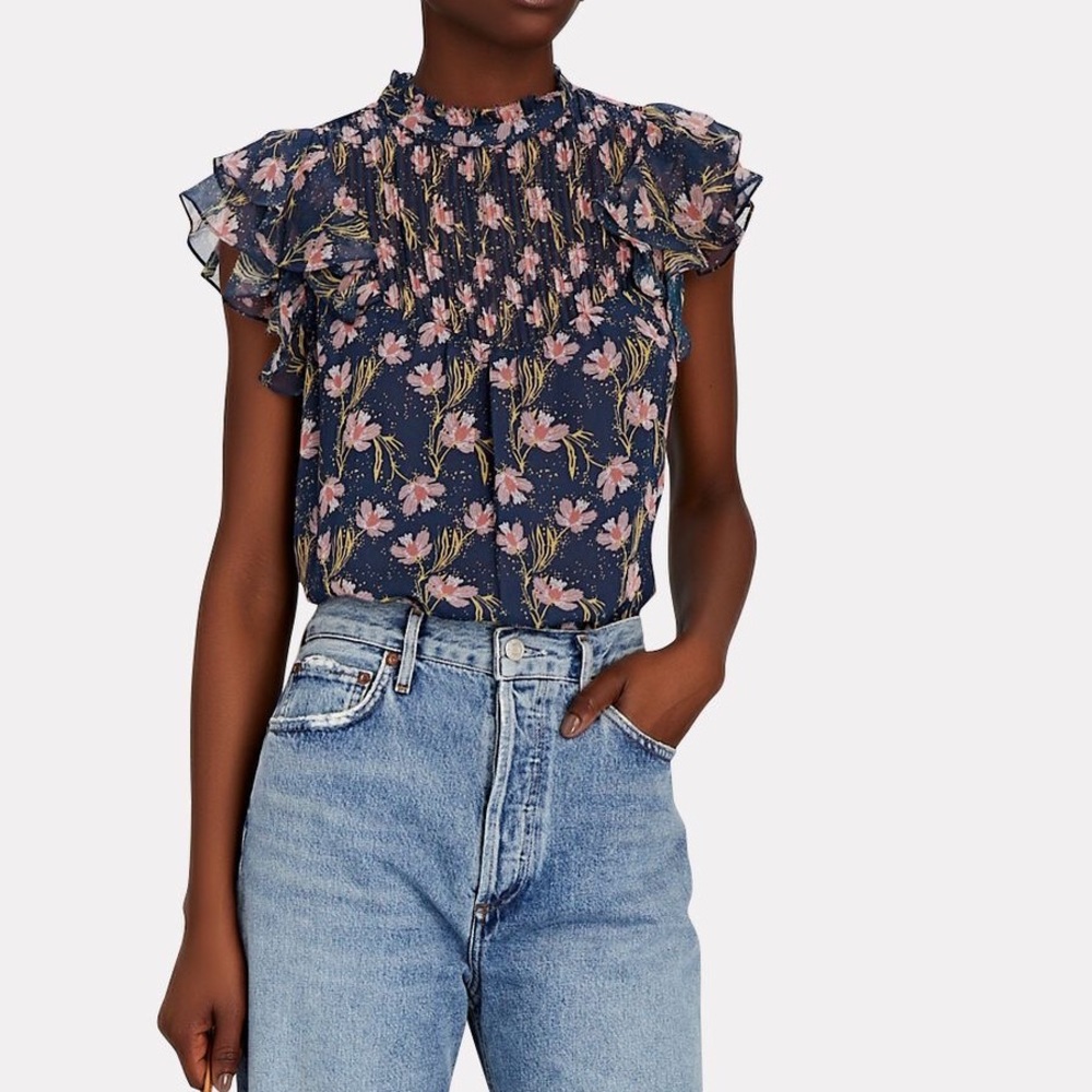 Intermix Felicity Floral Silk Chiffon Top Sz 10